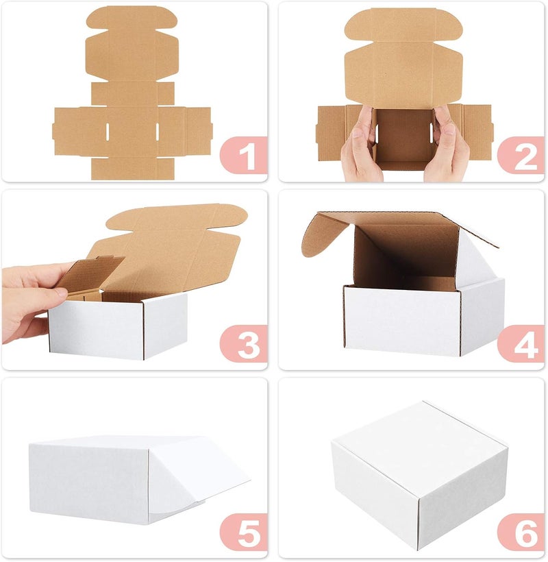 Eupako 7x5x2 Shipping Boxes Small Corrugated Cardboard Box - 25 Pack White Mailing Boxes for Packaging Small Business, Mailer Box - Image 3